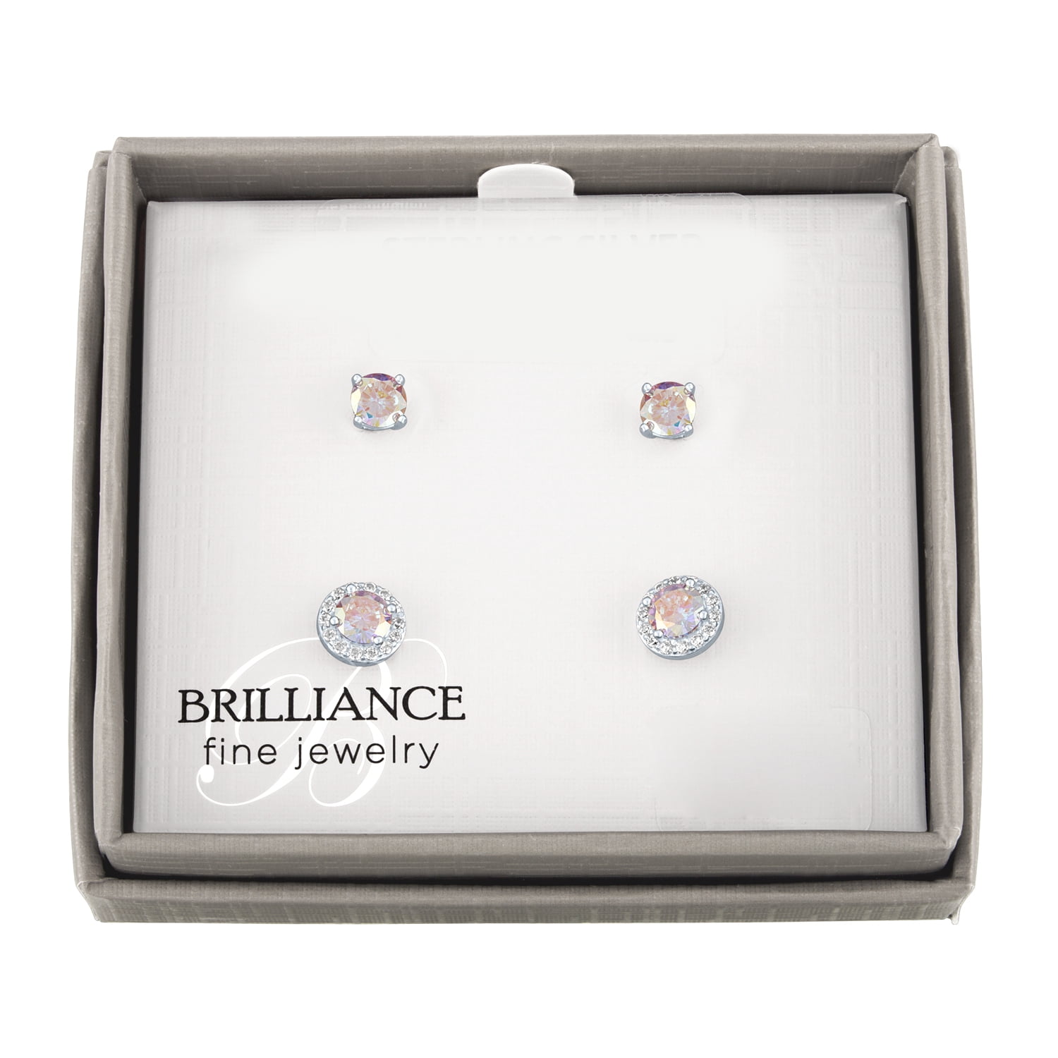 Ladies Brilliance Fine Jewelry Sterling Silver Simulated Aurora Borealis & CZ Set