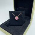 thumbnail image 1 of Collar de mujer de doble cara con una sola flor y trébol de cuatro hojas chapado en oro rosa con colgante de fritilaria mediana y cadena de clavícula, 1 of 1