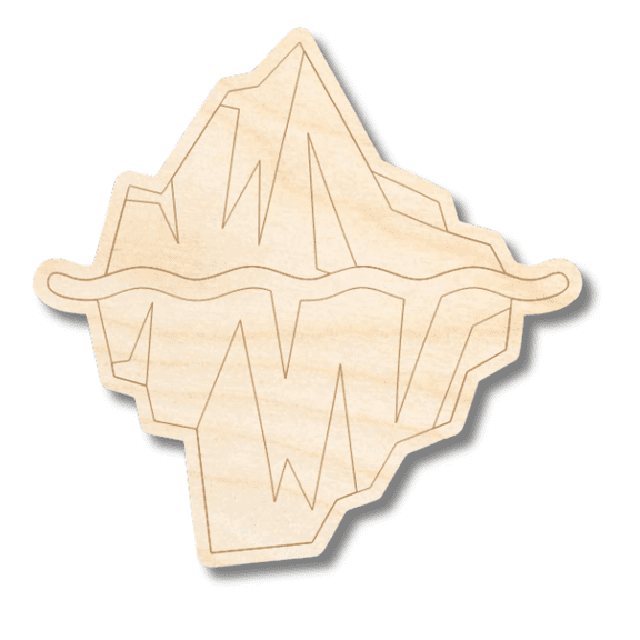 Unfinished Wood Etched Iceberg Shape | Paint By Line Crafts 7" / 1/8"