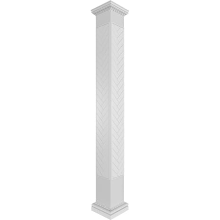 Ekena Millwork 12 W x 9 H Craftsman Classic Square Non-Tapered Herringbone Modern Fretwork Column w/ Tuscan Capital & Tuscan Base
