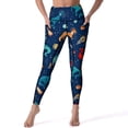 thumbnail image 3 of Painted Space Dinosaurs Print Leggings Pockets Printed Yoga Pants Push Up Workout Yoga Legging Retro Stretch Sports Tights, 3 of 6