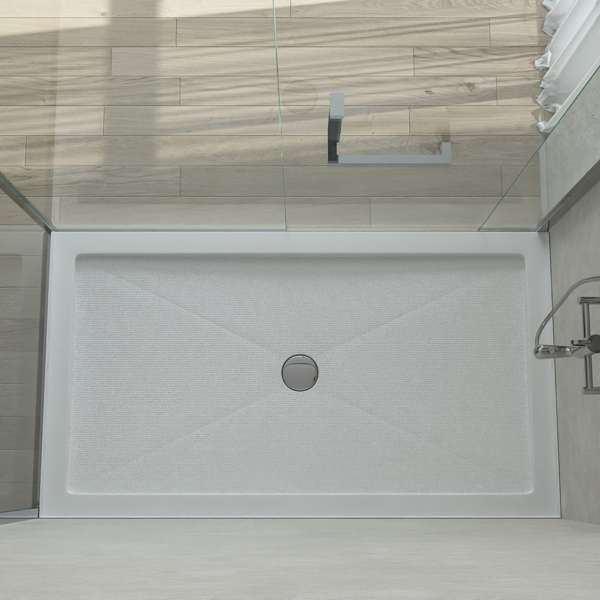 DV-1SB0105 60''W Shower Base in White with Single Threshold Shower Pan, Non-slip Design