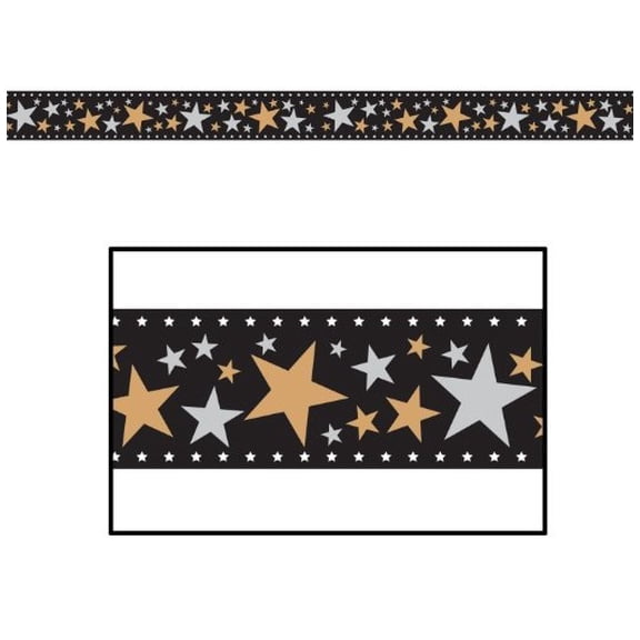 Party Central Club Pack of 12 Gold and Silver Stars Filmstrip Banner Hanging Decors 25'