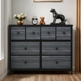 thumbnail image 4 of ModFusion Dresser Furniture with 8 Fabric Drawers, Sturdy Steel Frame & Wooden Top, Black Wood Grain, 4 of 8