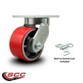 thumbnail image 2 of 6 Inch Heavy Duty Red Poly on Cast Iron Wheel Swivel Caster with Swivel Lock, 2 of 2