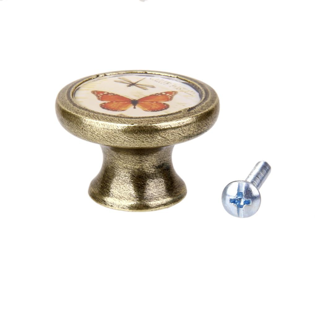 Axioma 7x Drawer Knob Polished Brass Cabinet Knobs, Vintage Dresser Handle for Cupboard