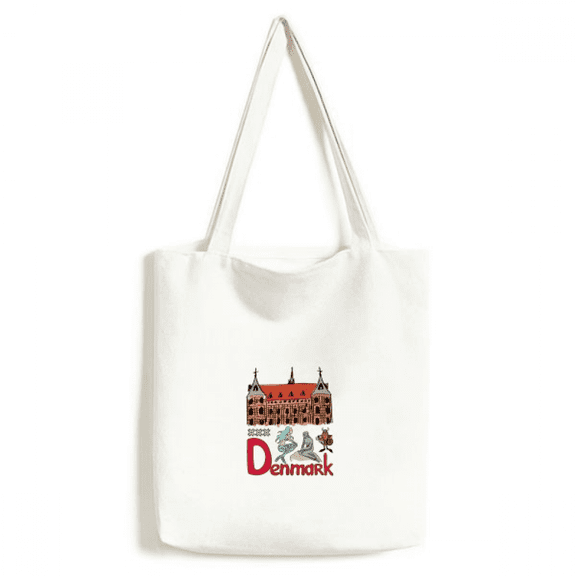 Demark National symbol Landmark Pattern Tote Canvas Bag Shopping Satchel Casual Handbag