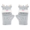 thumbnail image 2 of Guantes de invierno con cubiertas para los dedos, guantes mágicos convertibles de punto con tapa, guantes de muñeca elásticos con medio dedo, cálidos, para niños de 3 a 6 años, niñas, Navidad, 2 of 5