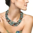 thumbnail image 2 of Festive Multi-Layered Red & Turquoise Mix Beads & Stones Statement Necklace, 2 of 4