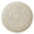 thumbnail image 5 of Hand-Knitted Cotton Pouf Ottoman Footstool, 13" Round x 11" High, Boho Accent Footrest with Non-Skid Legs, Foot Stool and Extra Seating, Natural, 5 of 7