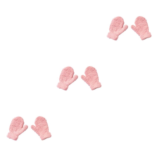 ZLight 1 Pair Kids Mittens Simple Style Clothes Accessory Solid Color Fingers Cover Beautiful Toddler Mitten for Winter Light pink 3Set