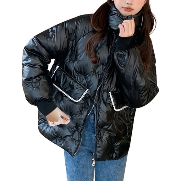 Vedolay Parka Jacket Women Long Sleeve Button Down Coat Knitwear Coat 2023 Black,M