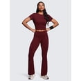 thumbnail image 3 of Pantalones CRZ YOGA Butterluxe de cintura alta acampanados de color rojo merlot para mujer, 3 of 6