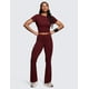 thumbnail image 3 of Pantalones CRZ YOGA Butterluxe de cintura alta acampanados de color rojo merlot para mujer, 3 of 6