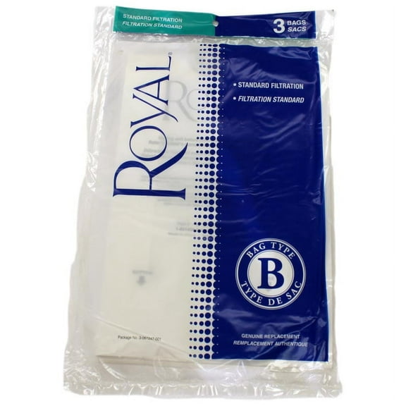 3 VACUUM PAPER BAGS, Compatible with Royal B LATER METAL UPRIGHT, 3067247001