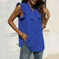 thumbnail image 5 of MESSUEN Sleeveless Shirts for Women Front Tie Top V-neck Flounce Tank Tops for Casual Solid Chiffon Blouses Ruffle Elegant Vest Women Tops Casual Summer Sleeveless Tops for Women Blue XL, 5 of 8
