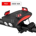 thumbnail image 2 of Luz de bicicleta 4 en 1 Impermeable Absorción de golpes Bocina de bicicleta Linterna Ciclismo Juego de herramientas de iluminación 2000MA Rojo Inevent EL4888-02B, 2 of 7