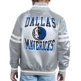 thumbnail image 2 of Youth Starter Gray Dallas Mavericks Comic-Style Satin Full-Snap Varsity Jacket, 2 of 3