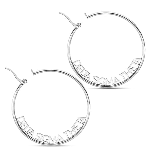 Sorority Shop Delta Sigma Theta- Hoop Silver-Plated Dainty Earrings for Women - Delta Sigma Theta Jewelry with Ideal 2" Diameter Hoops - Delta Sigma Theta Gifts