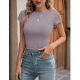 thumbnail image 4 of Crop Workout Tops for Women Pack Summer Short Sleeve Gym Athletic Compression Shirts Cute Tight Basic Tops Tee, 4 of 6