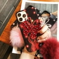 thumbnail image 3 of Compatible with iPhone 13 Pro Max Girly Case Bling Glitter 3D Diamond Rhinestone Case Cute for Women Girls Sparkle Shiny Luxury Crystal Butterfly with Plush Fuzzy Furry Ball Phone Case Red, 3 of 16