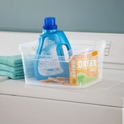Mainstays Large Open Bin with Scoop Front, Clear Plastic