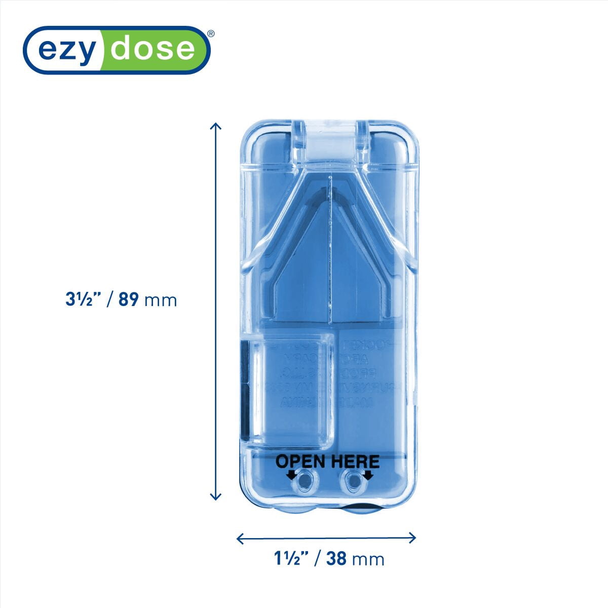 Ezy Dose Pill Cutter and Splitter, Stainless Steel Blade, Cuts Pills, Vitamins, Tablets, Travel Size, Blue