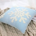 thumbnail image 2 of Funda de almohada de algodón con bendición navideña de 45x45cm para cama, sofá, cojín, fundas de almohada bordadas con copos de nieve para coche, 1 par de color azul, 2 of 5