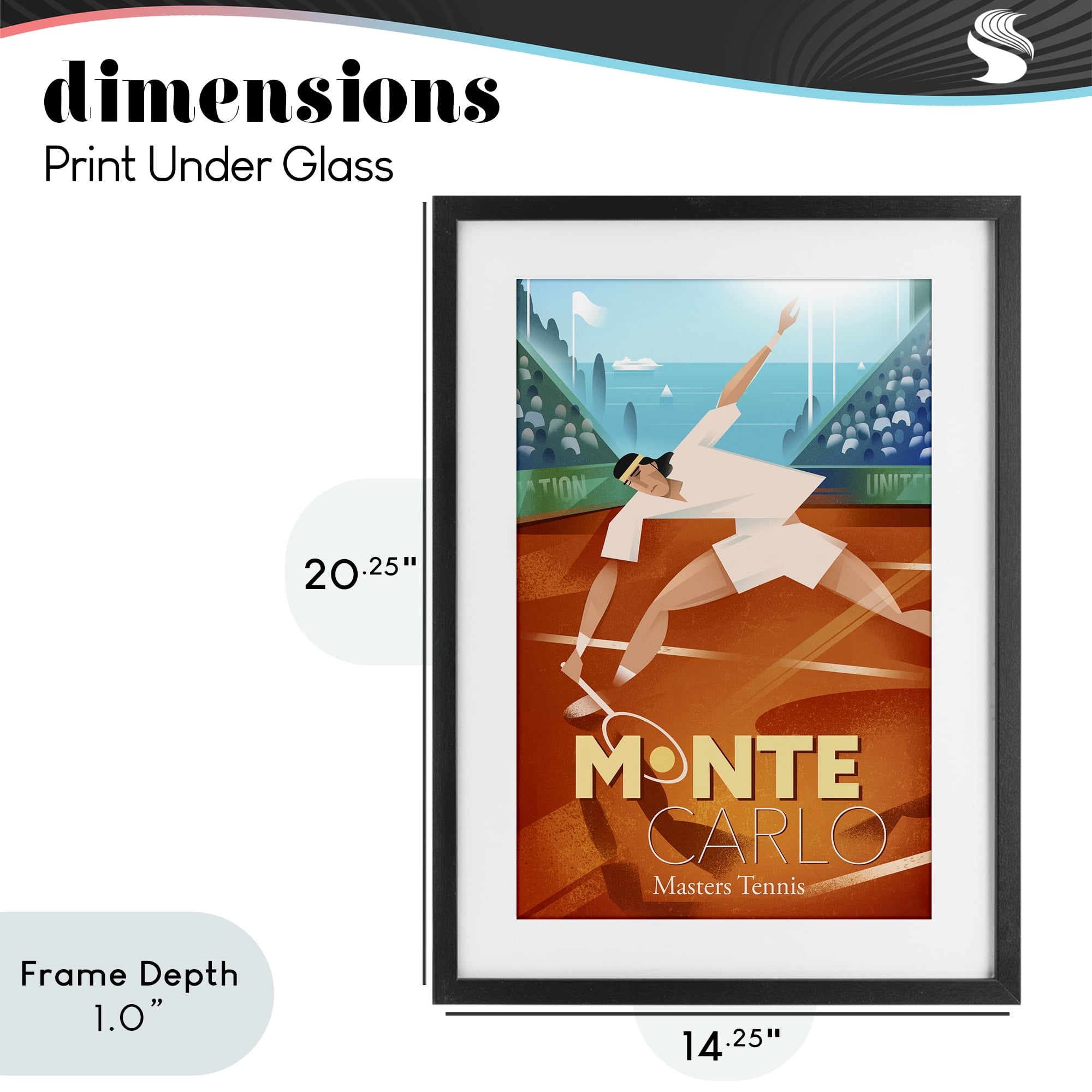 Stupell Industries Monte Carlo Masters Tennis Black Framed Print Under Glass, design by Martin Wickstrom