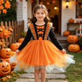 thumbnail image 5 of Ruyang Girls Halloween Dress Cute Print Long Sleeve Tulle Dress Crew Neck Irregular Hem Dress Up Outfit for Holiday Party, 5 of 5