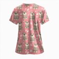 thumbnail image 6 of HCNTES Womens Animals Printed Nurse Uniforms Scrub Tops for Women, Short Sleeve V Neck Scrub Shirt with Pockets(Pink,XXL), 6 of 8