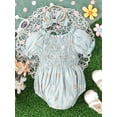 thumbnail image 2 of Zehjuhan Baby's Flower All-over Print Shirred Bodysuit With Headband, Lovely Puff Sleeve Triangle Onesie, Toddler & Infant Girl's Clothing, 2 of 7