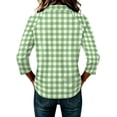 thumbnail image 6 of JULMCOMO Polo Shirts for Women Gingham Plaid Print Collared Button 3/4 Sleeve Loose Trendy Golf Shirts Summer Vacation Outfits Green M, 6 of 6