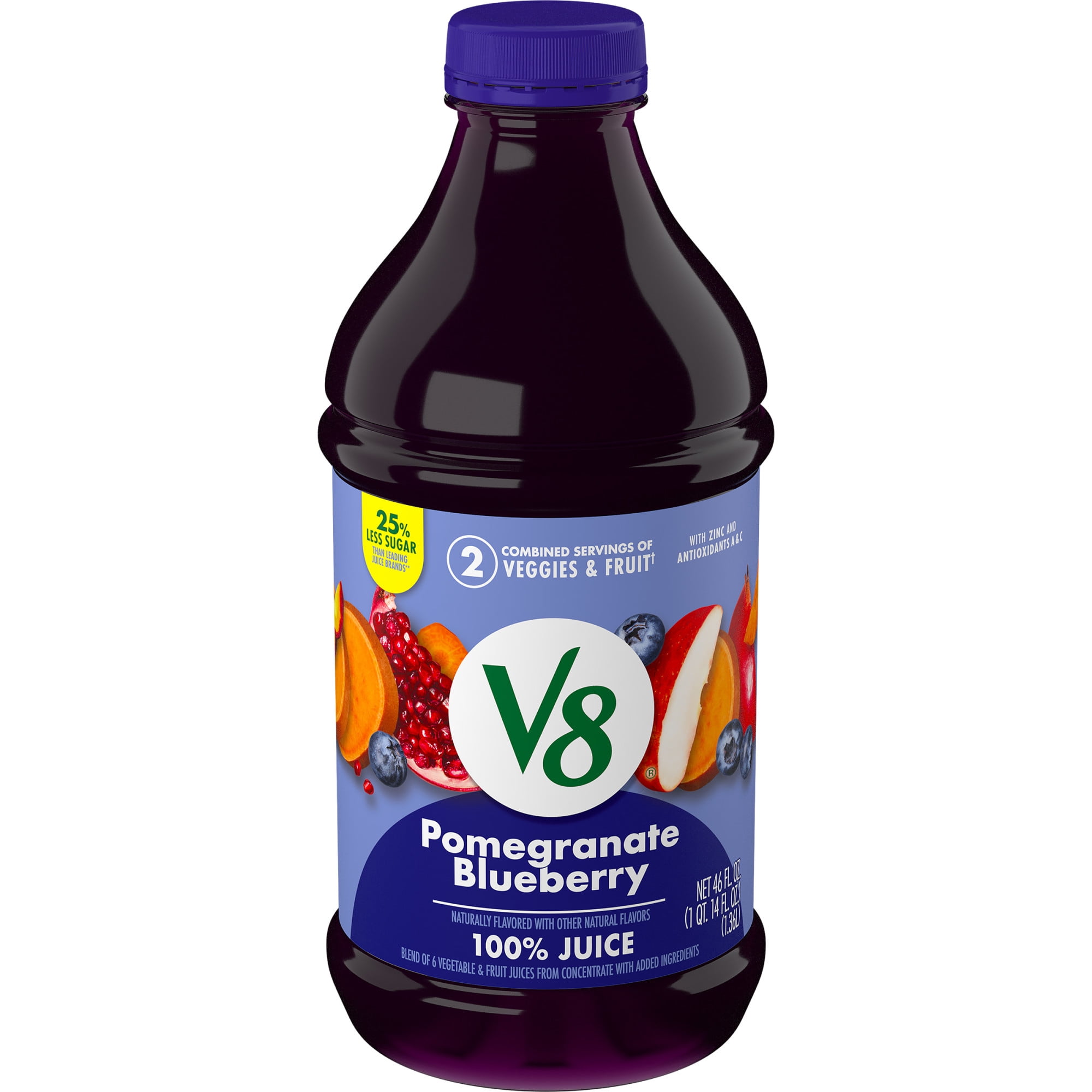 V8 Blends 100 Juice Pomegranate Blueberry Juice, 46 Fl oz Bottle