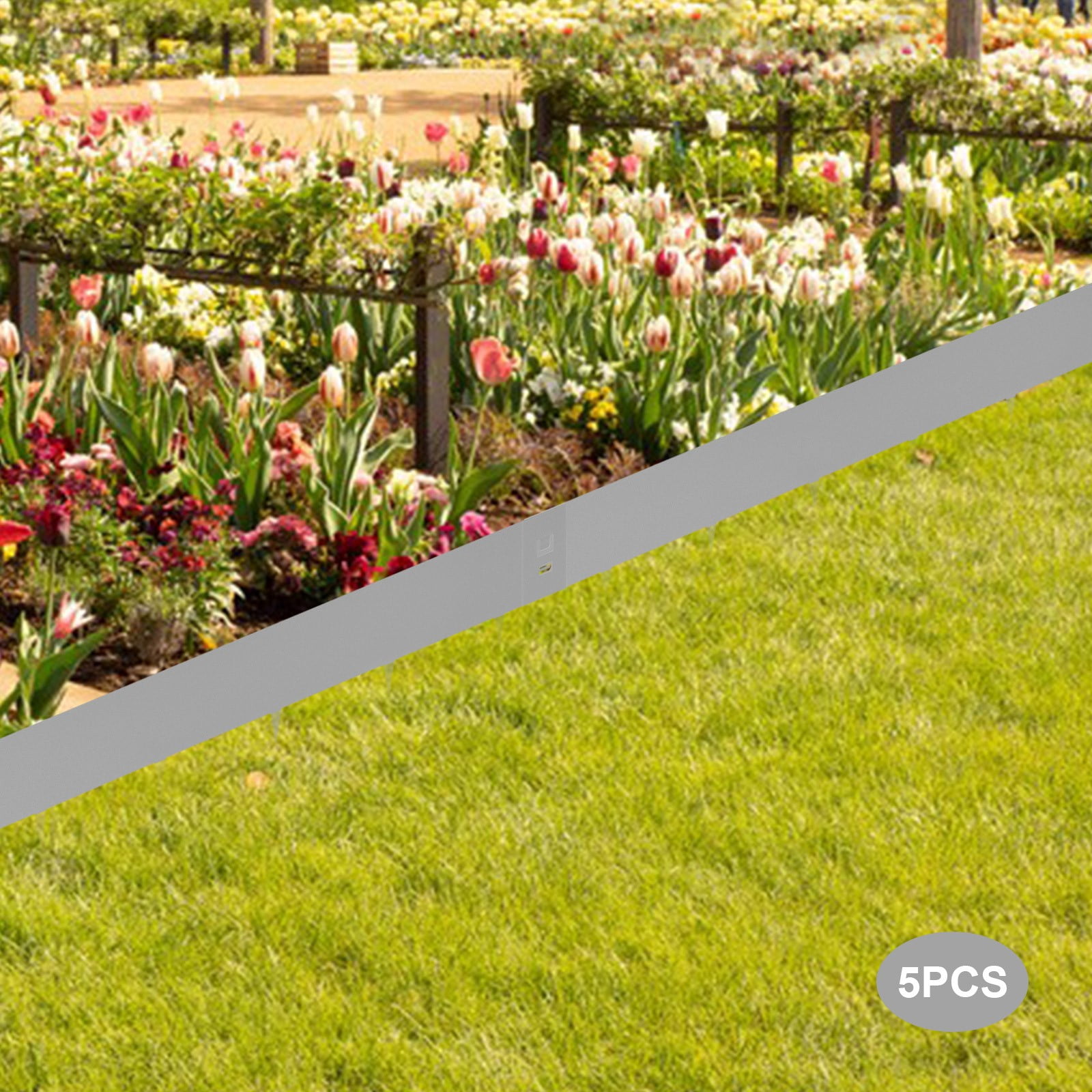 Steel Lawn Edging, 5PCS 4"x39" Garden Metal Landscape Edging Border, Flexible Steel Landscape Border, Lawn Edge for Garden, Yard, Gray