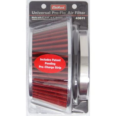 Edelbrock 43611, Pro-Flo Air Filter Cone 3.70 Tall Red/Chrome Performance