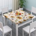 thumbnail image 3 of Yellow Brown Green Leaf Sunflower Pattern Square Fitted Tablecloth with Elastic Edge,Square Table Cover,Washable Elastic Table Cover for Home Kitchen Party Decor 36"x36", 3 of 6