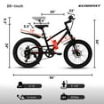 thumbnail image 5 of QEEKA 20" Kids Mountain Bike,Boys Girls Bike for Ages 6-12 with 7 Speeds Suspension Fork Disc Brakes,Rider Height 48-60 Inch,Christmas Birthday Gifts Kids Bicycles,Black, 5 of 11