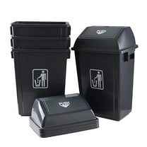 13 Gallon Plastic Trash Can with Lid, 4-Pack Large Kitchen -Top Garbage Can, Gray