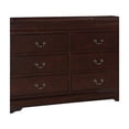 thumbnail image 3 of Benzara Transitional Style 6 Drawer Dresser with Metal Pulls, Cherry Brown, 3 of 4