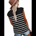 thumbnail image 3 of Tops de Mujer Elegantes e Informales de Verano A Rayas, Tops de Corta con Bloques de Color, Corte Holgado, y Negro S, 3 of 8