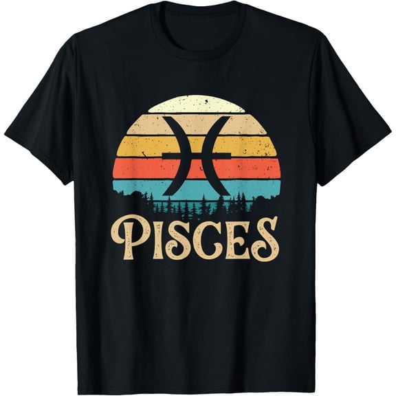 Pisces Zodiac Sign Horoscope Birthday Astrology Symbol T-ShirtMen's and women's gift, black and white T-shirt, size: Extra large S-4XL