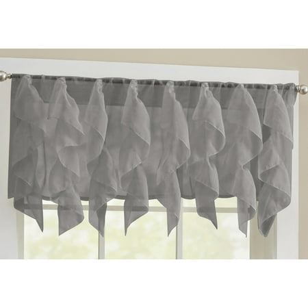 Sheer Voile Vertical Ruffle Window Kitchen Curtain 12 Valance