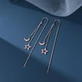 thumbnail image 4 of Solid 925 Sterling Silver Moon Star Threader Dangle Earrings Chain for Women Teens Long Dangle Earrings Tassel Chain, 4 of 5