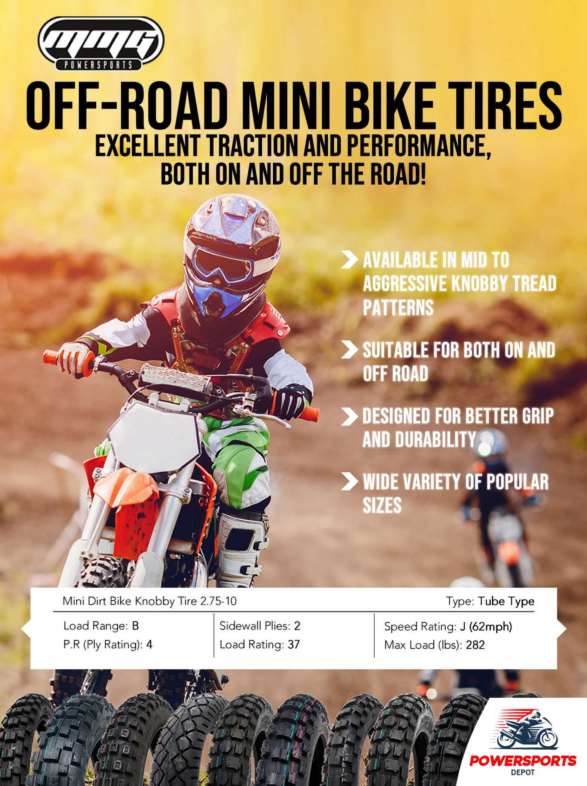 Motorcycle Dirt Bike Tire 2.75-10 Knobby Tread for Off-Road Dirt Bike Motorcycles (Model P91)