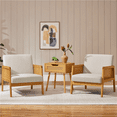 thumbnail image 3 of Renwick Fabric Upholstered Accent Chair with Rattan Sides for Living Rooms,Beige, 3 of 10