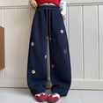 thumbnail image 5 of UACY Girls Floral Print Sweatpants Fall Casual Cute Soft Fleece Wide Leg Joggers Teen Fashion Baggy Straight Track Pants, 5 of 8