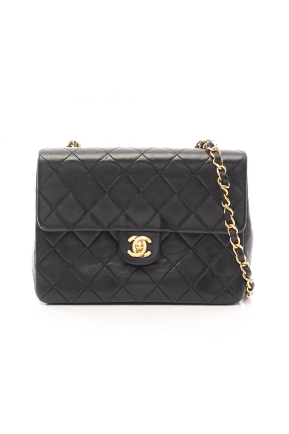 Pre-Owned Chanel Mini Matelass 20 Shoulder Bag/Handbag, Lambskin Leather, Women's, Black