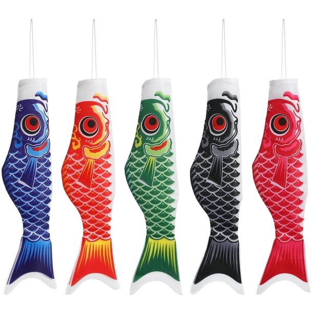Banderas con forma de carpa de 5 uds, banderas con forma de carpa de estilo japonés, bandera delicada para decoración de fiesta en casa, 40 cm