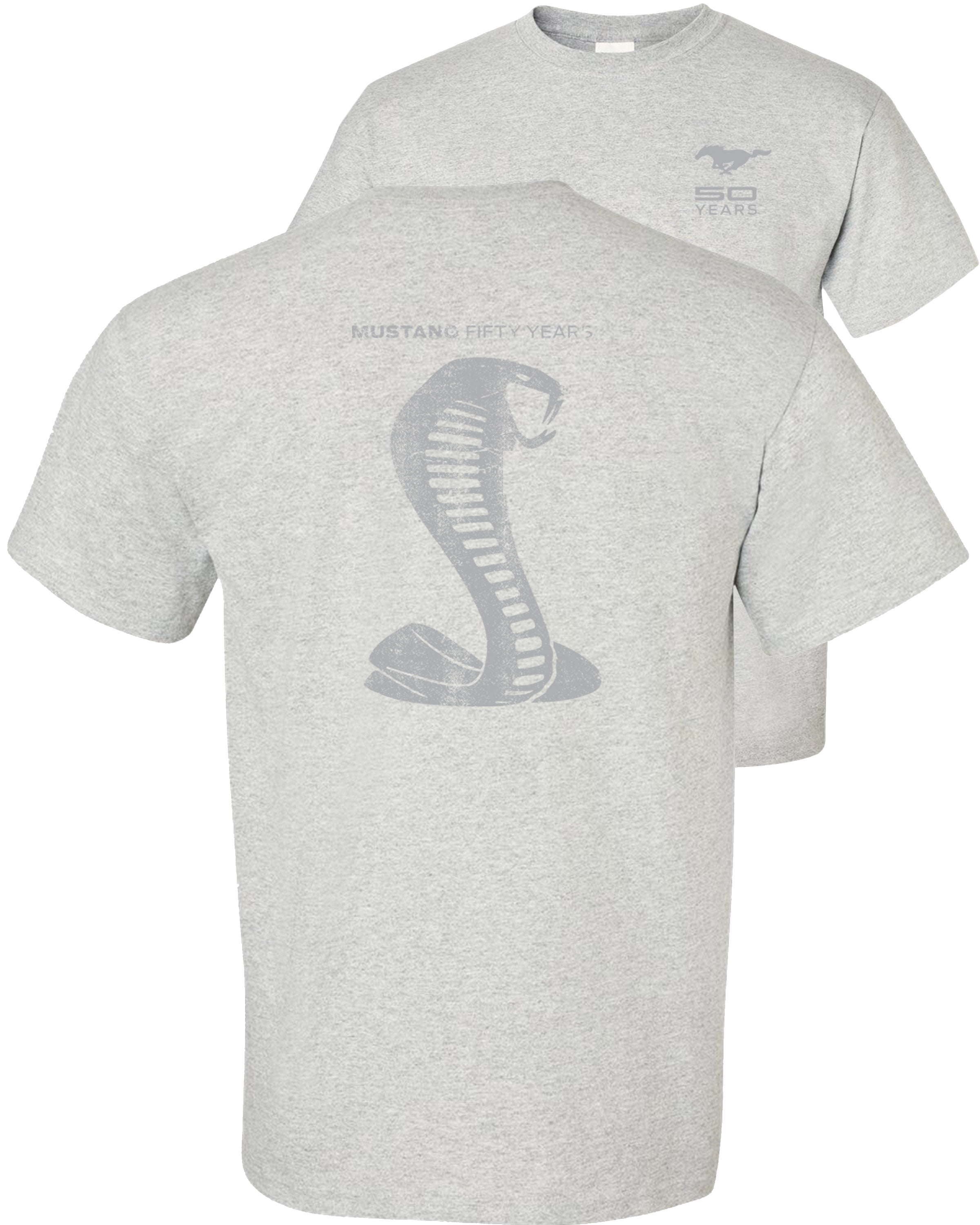 Fair Game Ford Mustang 50 Years T-Shirt Anniversary Grey Shelby Cobra Snake  Silhouette-Ash-XL